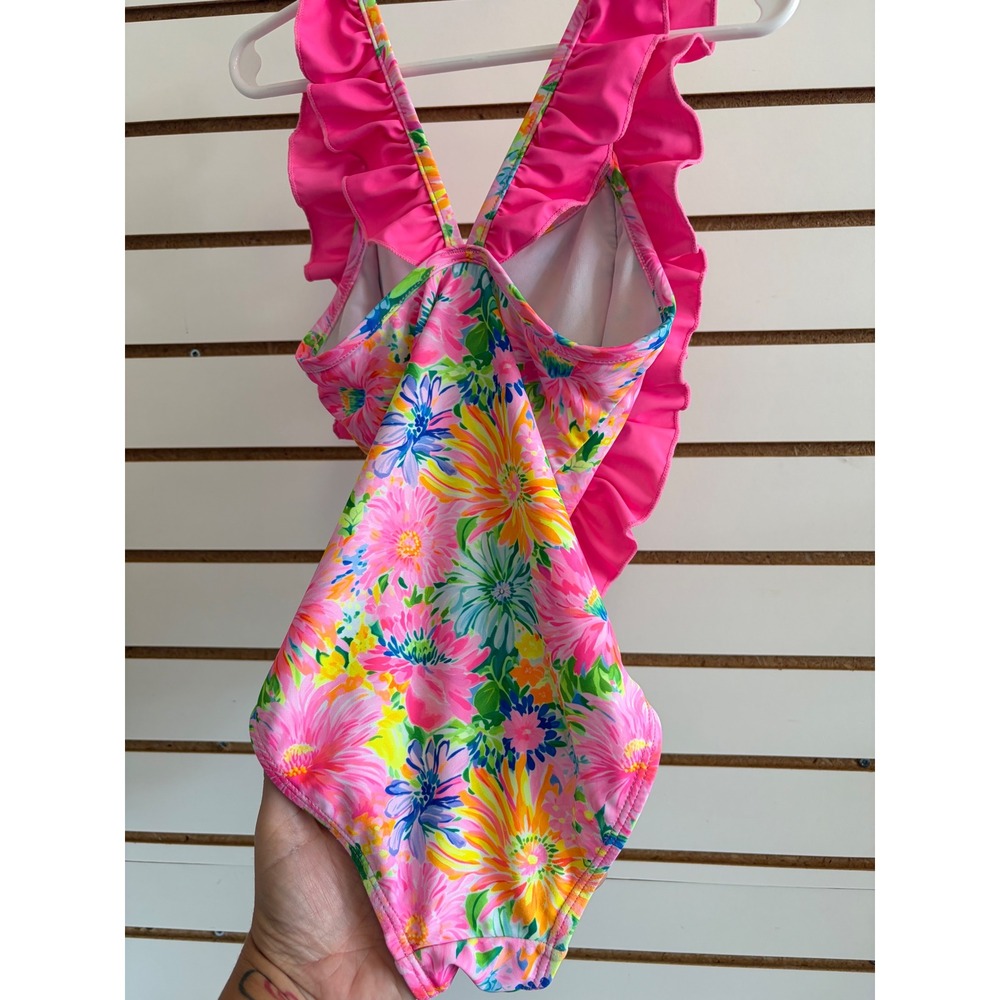 Gigi and Max Kimberly Floral Pink Ruffle One Piece Swimsuit 4/5T - Picture 5 of 7